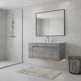 36" Gray Wood Floating Double Door Bathroom Vanity With White Sink - HomeRoots - Flyclothing LLC