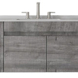 36" Gray Wood Floating Double Door Bathroom Vanity With White Sink - HomeRoots - Flyclothing LLC