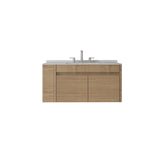 36" Brown Wood Floating Double Door Bathroom Vanity With White Sink - HomeRoots - Flyclothing LLC