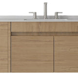 36" Brown Wood Floating Double Door Bathroom Vanity With White Sink - HomeRoots - Flyclothing LLC