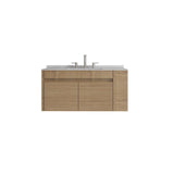 36" Brown Wood Floating Double Door Bathroom Vanity With White Sink - HomeRoots - Flyclothing LLC