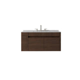 36" Brown Wood Floating Double Door Bathroom Vanity With White Sink - HomeRoots - Flyclothing LLC