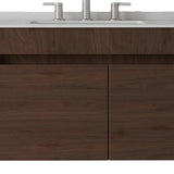 36" Brown Wood Floating Double Door Bathroom Vanity With White Sink - HomeRoots - Flyclothing LLC