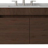 36" Brown Wood Floating Double Door Bathroom Vanity With White Sink - HomeRoots - Flyclothing LLC