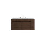 36" Brown Wood Floating Double Door Bathroom Vanity With White Sink - HomeRoots - Flyclothing LLC