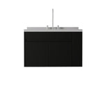 36" Black Wood Floating Double Door Bathroom Vanity With White Sink - HomeRoots - Flyclothing LLC