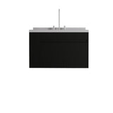 36" Black Wood Floating Double Door Bathroom Vanity With White Sink - HomeRoots - Flyclothing LLC