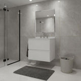 24" White Wood Floating Bathroom Vanity With Sink And Two Drawers - HomeRoots - Flyclothing LLC