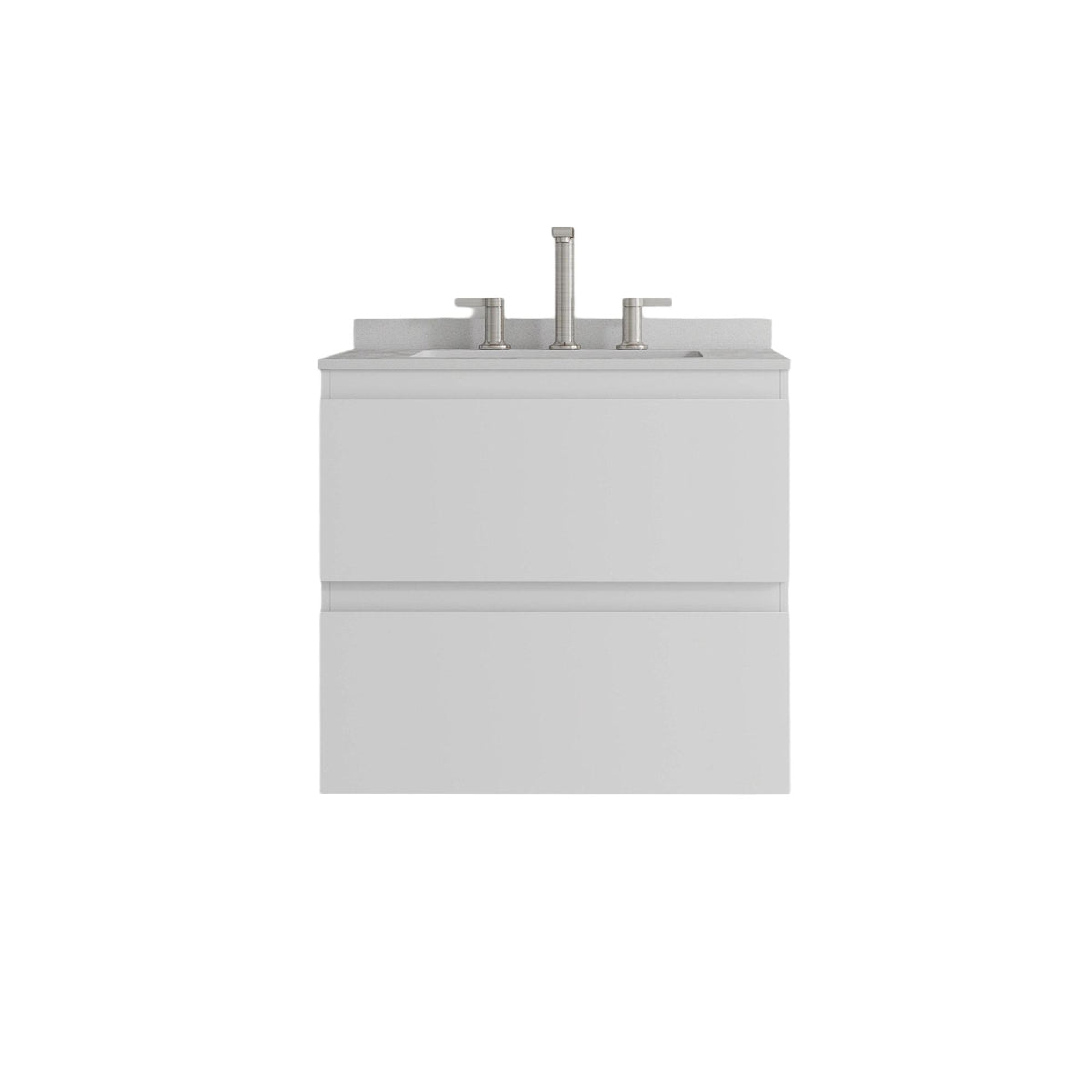 24" White Wood Floating Bathroom Vanity With Sink And Two Drawers - HomeRoots - Flyclothing LLC