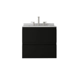 24" Black Wood Floating Bathroom Vanity With White Sink And Two Drawers - HomeRoots - Flyclothing LLC