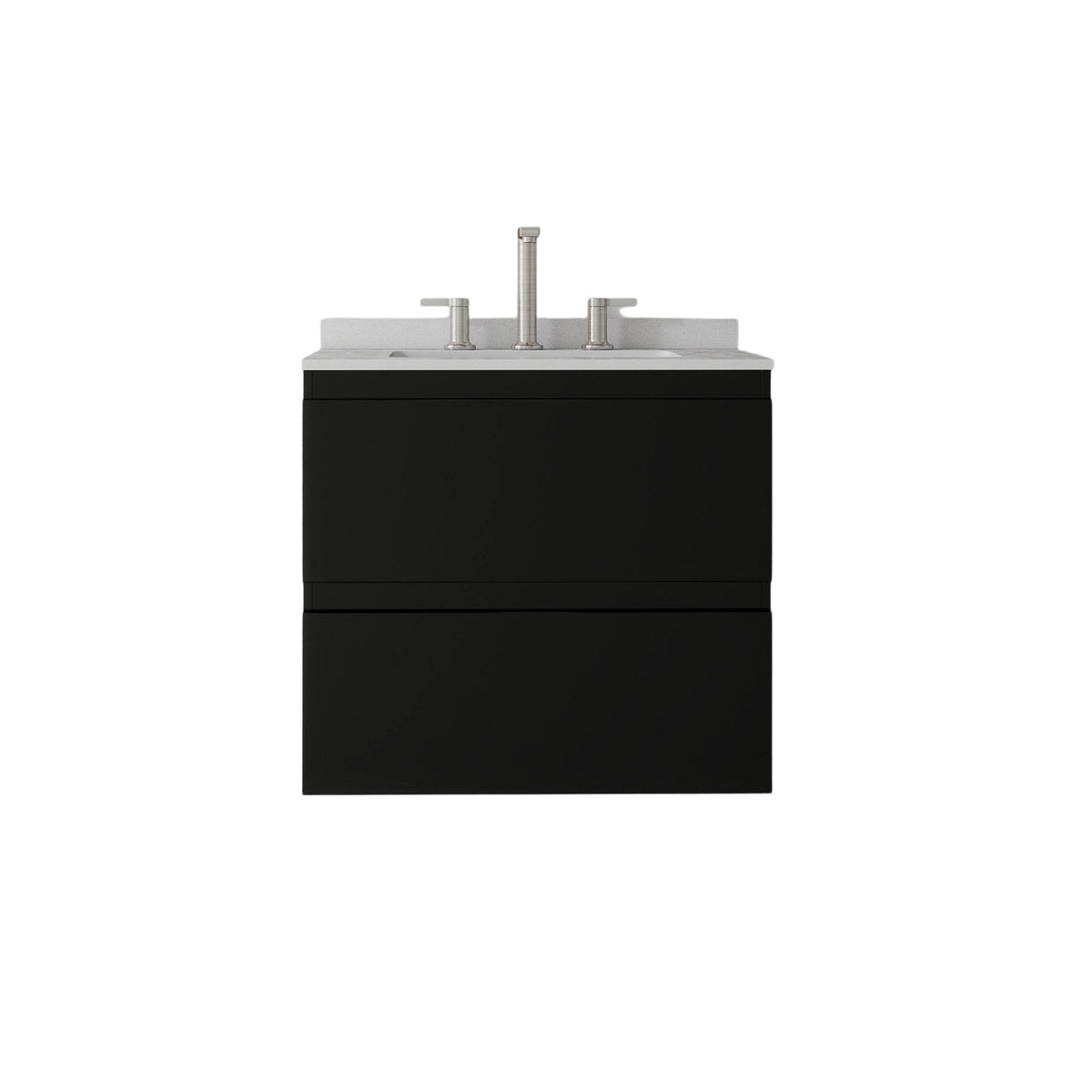 24" Black Wood Floating Bathroom Vanity With White Sink And Two Drawers - HomeRoots - Flyclothing LLC