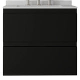 24" Black Wood Floating Bathroom Vanity With White Sink And Two Drawers - HomeRoots - Flyclothing LLC