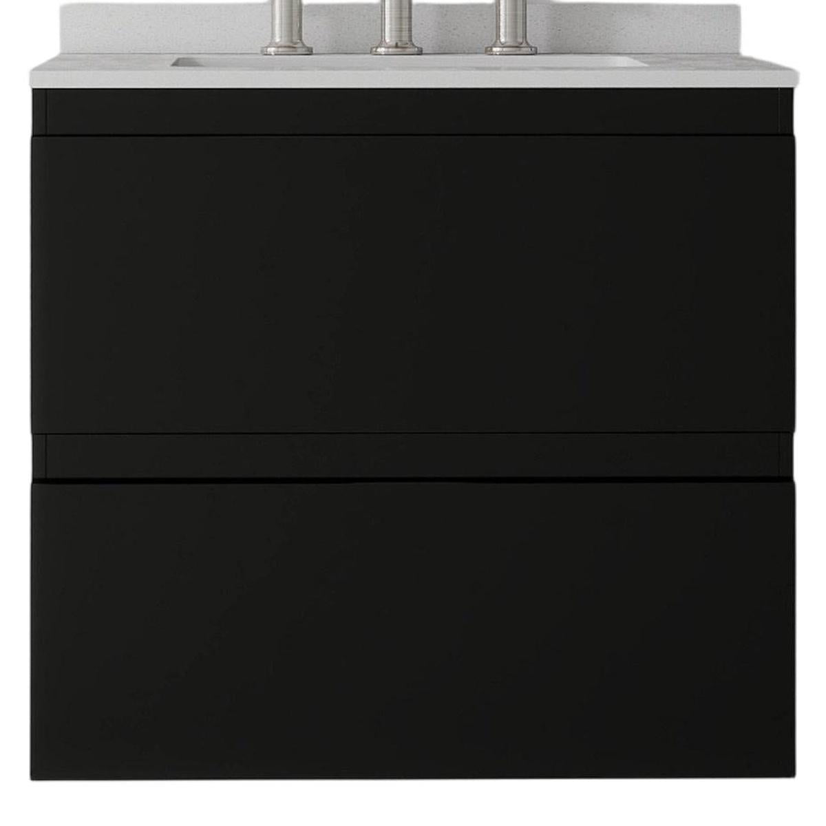 24" Black Wood Floating Bathroom Vanity With White Sink And Two Drawers - HomeRoots - Flyclothing LLC