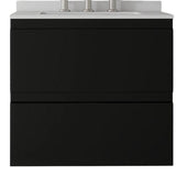 24" Black Wood Floating Bathroom Vanity With White Sink And Two Drawers - HomeRoots - Flyclothing LLC