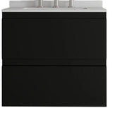 24" Black Wood Floating Bathroom Vanity With White Sink And Two Drawers - HomeRoots - Flyclothing LLC