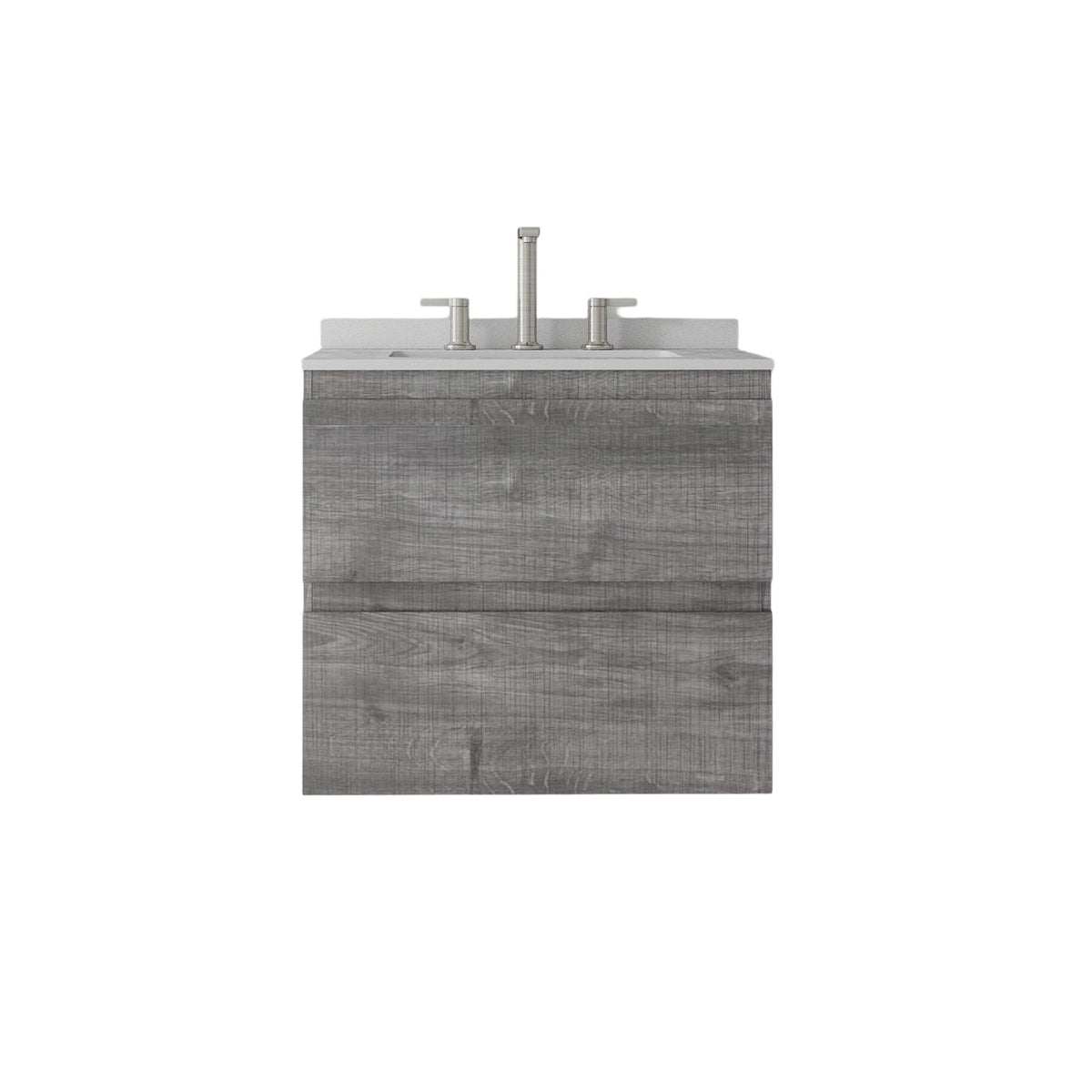 24" Gray Wood Floating Bathroom Vanity With White Sink And Two Drawers - HomeRoots - Flyclothing LLC
