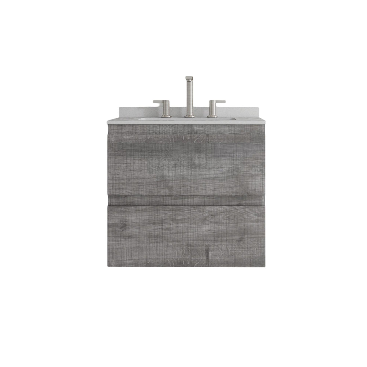 24" Gray Wood Floating Bathroom Vanity With White Sink And Two Drawers - HomeRoots - Flyclothing LLC