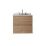 24" Brown Wood Floating Bathroom Vanity With White Sink And Two Drawers - HomeRoots - Flyclothing LLC