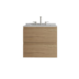 24" Brown Wood Floating Bathroom Vanity With White Sink And Two Drawers - HomeRoots - Flyclothing LLC