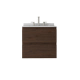 24" Brown Wood Floating Bathroom Vanity With White Sink And Two Drawers - HomeRoots - Flyclothing LLC