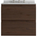 24" Brown Wood Floating Bathroom Vanity With White Sink And Two Drawers - HomeRoots - Flyclothing LLC