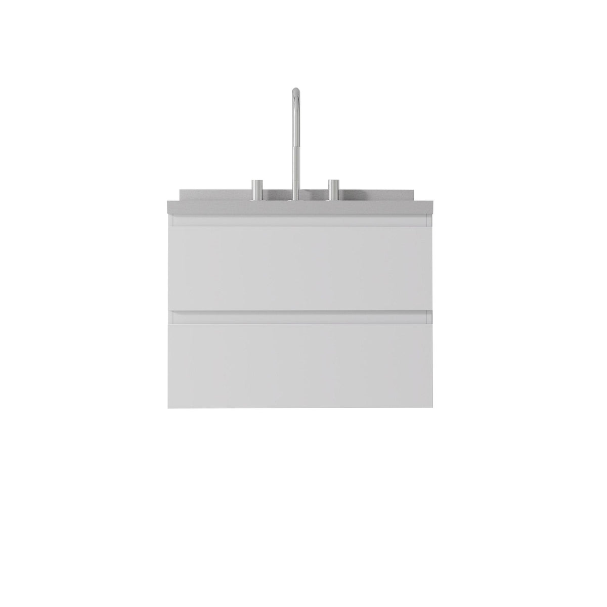 24" White Wood Floating Bathroom Vanity With Sink And Two Drawers - HomeRoots - Flyclothing LLC