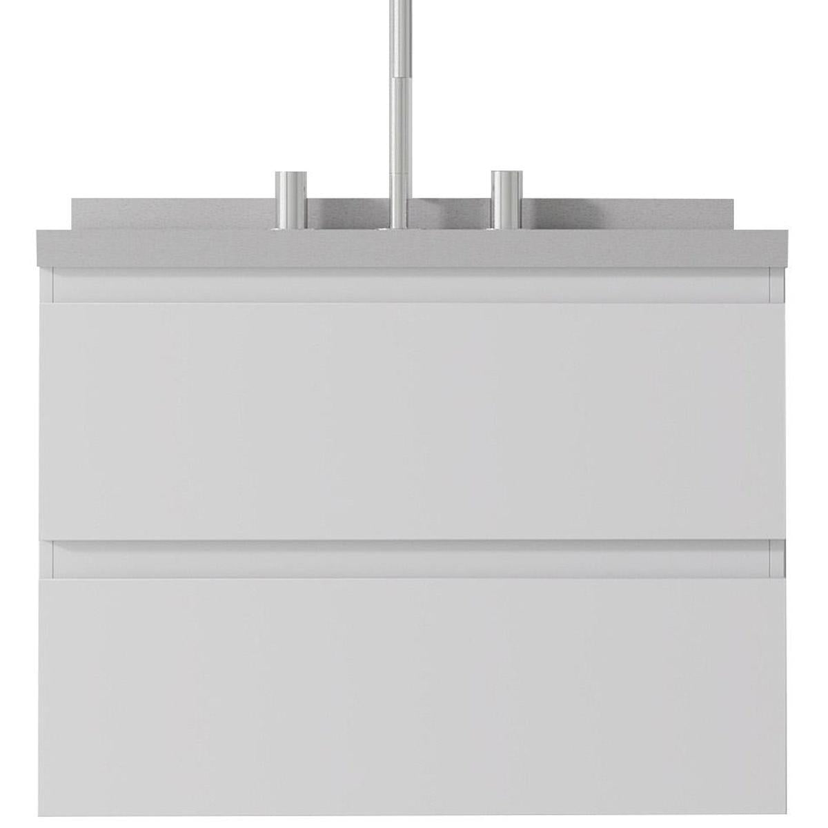 24" White Wood Floating Bathroom Vanity With Sink And Two Drawers - HomeRoots - Flyclothing LLC
