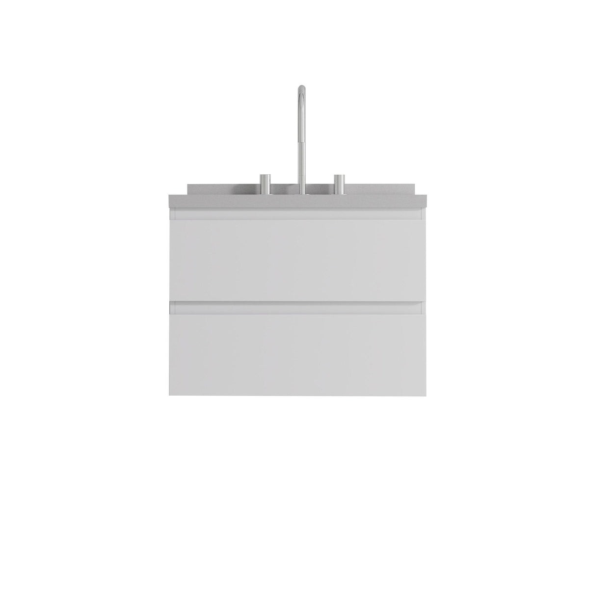 24" White Wood Floating Bathroom Vanity With Sink And Two Drawers - HomeRoots - Flyclothing LLC