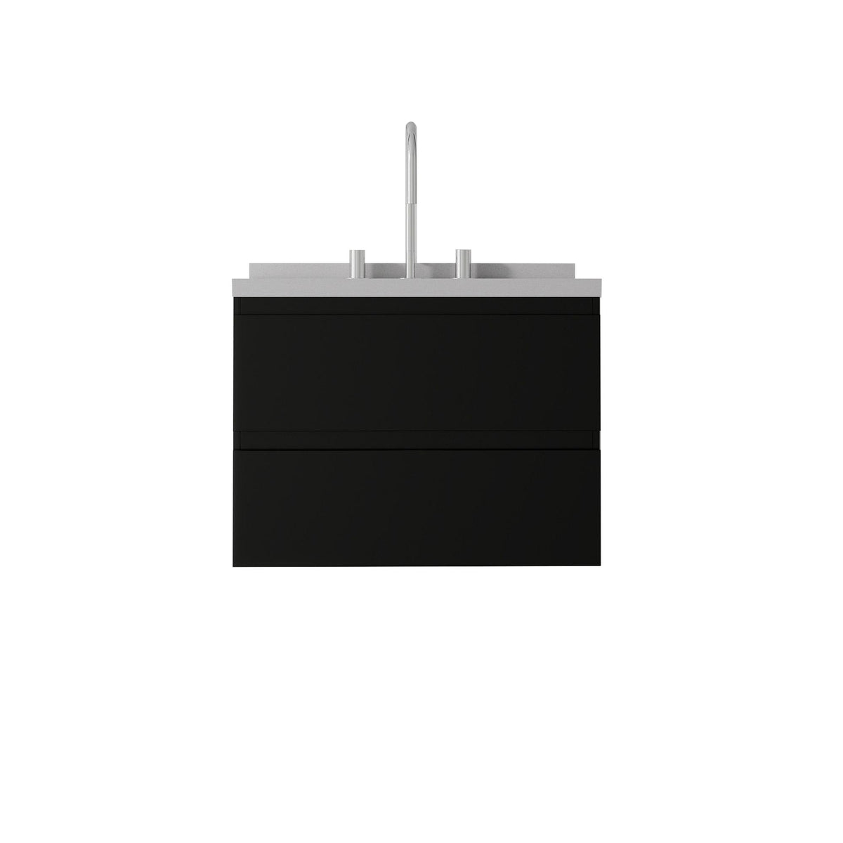 24" Black Wood Floating Bathroom Vanity With White Sink And Two Drawers - HomeRoots - Flyclothing LLC