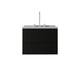 24" Black Wood Floating Bathroom Vanity With White Sink And Two Drawers - HomeRoots - Flyclothing LLC