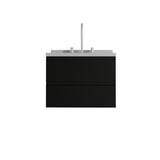 24" Black Wood Floating Bathroom Vanity With White Sink And Two Drawers - HomeRoots - Flyclothing LLC