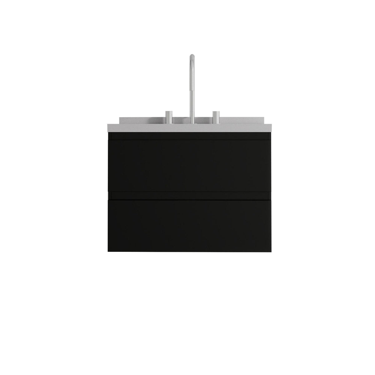 24" Black Wood Floating Bathroom Vanity With White Sink And Two Drawers - HomeRoots - Flyclothing LLC