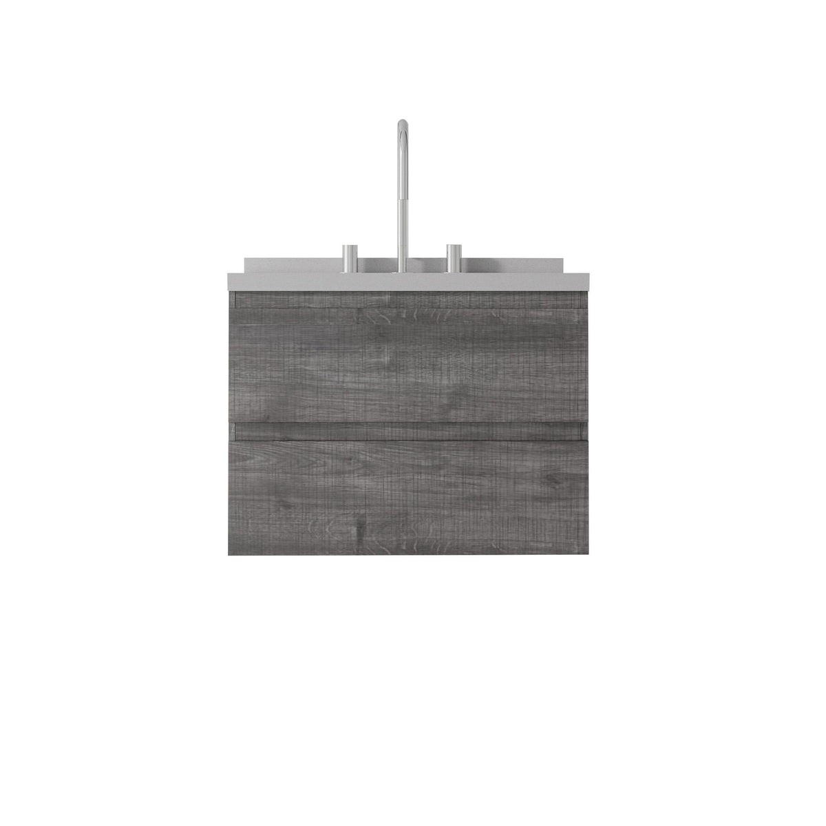 24" Gray Wood Floating Bathroom Vanity With White Sink And Two Drawers - HomeRoots - Flyclothing LLC