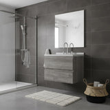 24" Gray Wood Floating Bathroom Vanity With White Sink And Two Drawers - HomeRoots - Flyclothing LLC