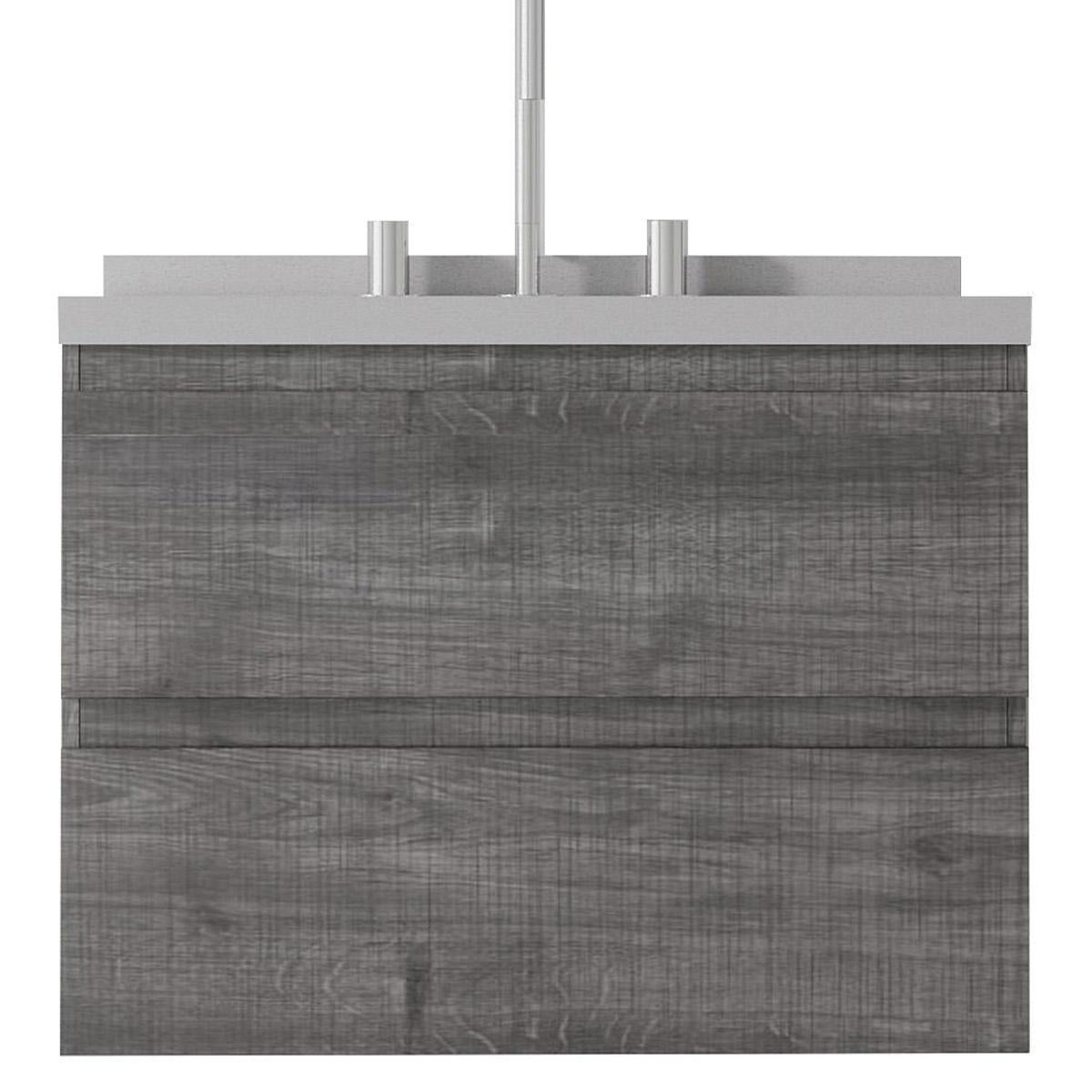 24" Gray Wood Floating Bathroom Vanity With White Sink And Two Drawers - HomeRoots - Flyclothing LLC