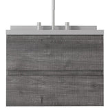 24" Gray Wood Floating Bathroom Vanity With White Sink And Two Drawers - HomeRoots - Flyclothing LLC