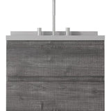 24" Gray Wood Floating Bathroom Vanity With White Sink And Two Drawers - HomeRoots - Flyclothing LLC