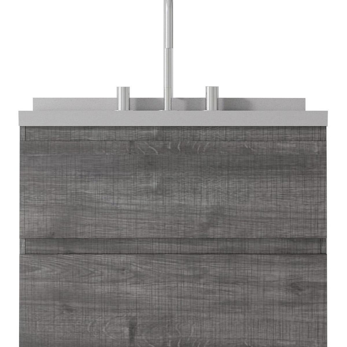 24" Gray Wood Floating Bathroom Vanity With White Sink And Two Drawers - HomeRoots - Flyclothing LLC