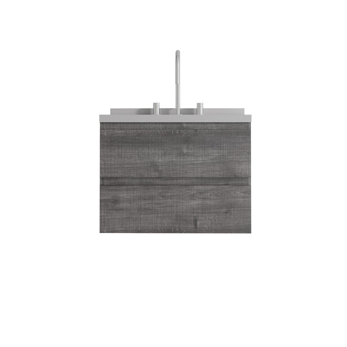 24" Gray Wood Floating Bathroom Vanity With White Sink And Two Drawers - HomeRoots - Flyclothing LLC