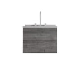 24" Gray Wood Floating Bathroom Vanity With White Sink And Two Drawers - HomeRoots - Flyclothing LLC