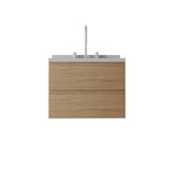 24" Brown Wood Floating Bathroom Vanity With White Sink And Two Drawers - HomeRoots - Flyclothing LLC