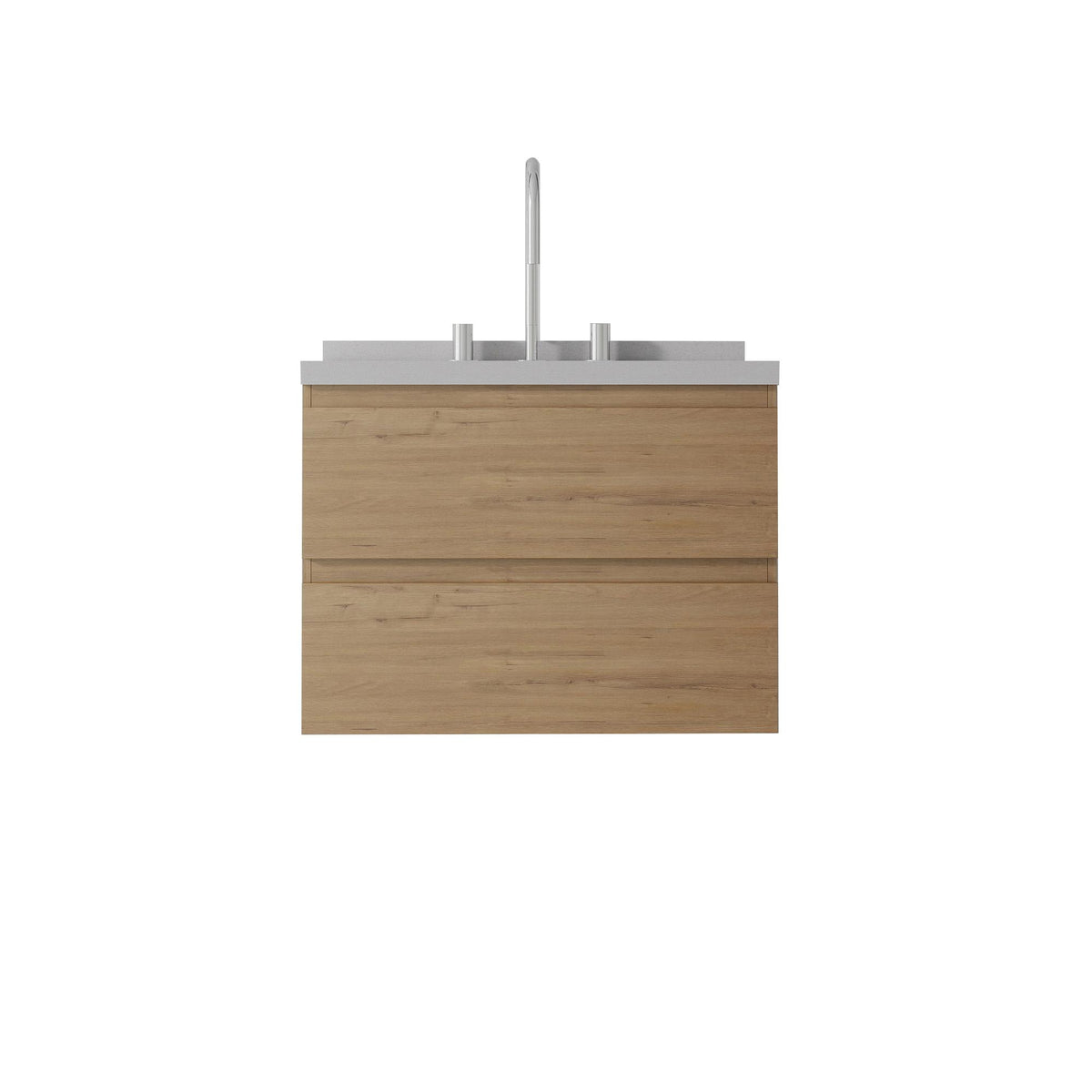 24" Brown Wood Floating Bathroom Vanity With White Sink And Two Drawers - HomeRoots - Flyclothing LLC