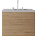 24" Brown Wood Floating Bathroom Vanity With White Sink And Two Drawers - HomeRoots - Flyclothing LLC