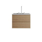 24" Brown Wood Floating Bathroom Vanity With White Sink And Two Drawers - HomeRoots - Flyclothing LLC