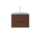24" Brown Wood Floating Bathroom Vanity With White Sink And Two Drawers - HomeRoots - Flyclothing LLC