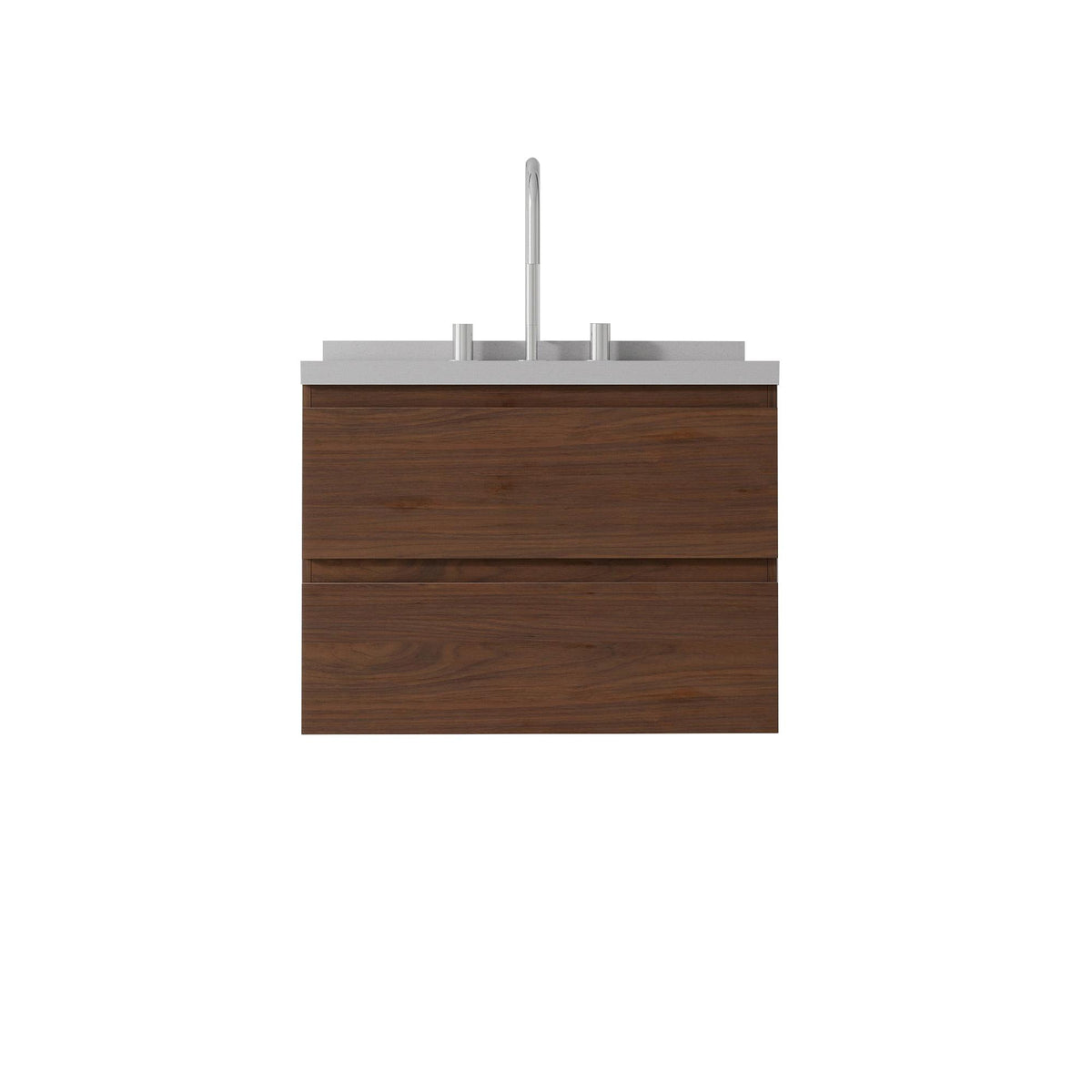 24" Brown Wood Floating Bathroom Vanity With White Sink And Two Drawers - HomeRoots - Flyclothing LLC