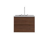 24" Brown Wood Floating Bathroom Vanity With White Sink And Two Drawers - HomeRoots - Flyclothing LLC