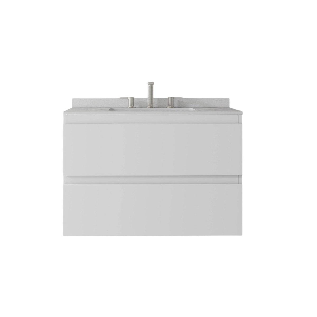 30" White Wood Floating Bathroom Vanity With Sink And Two Drawers - HomeRoots - Flyclothing LLC