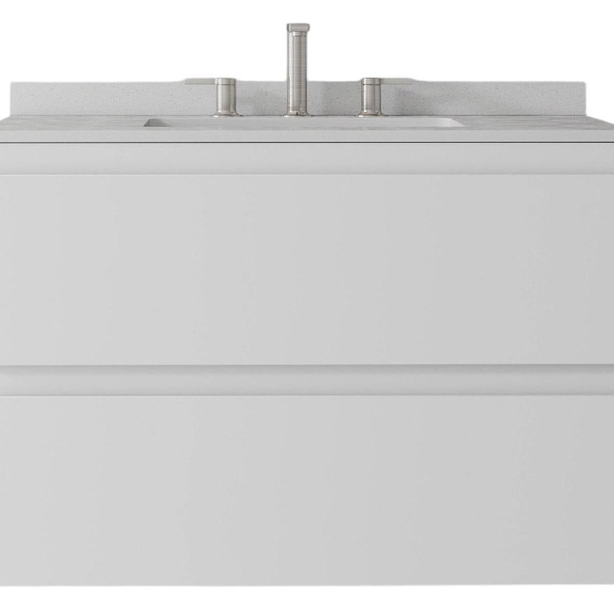 30" White Wood Floating Bathroom Vanity With Sink And Two Drawers - HomeRoots - Flyclothing LLC