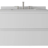 30" White Wood Floating Bathroom Vanity With Sink And Two Drawers - HomeRoots - Flyclothing LLC